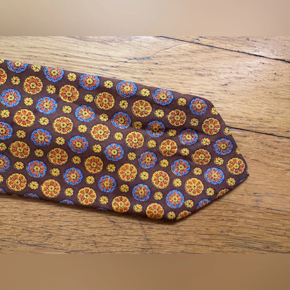 60s Vintage Mandala Print Silk Tie by Moorlane